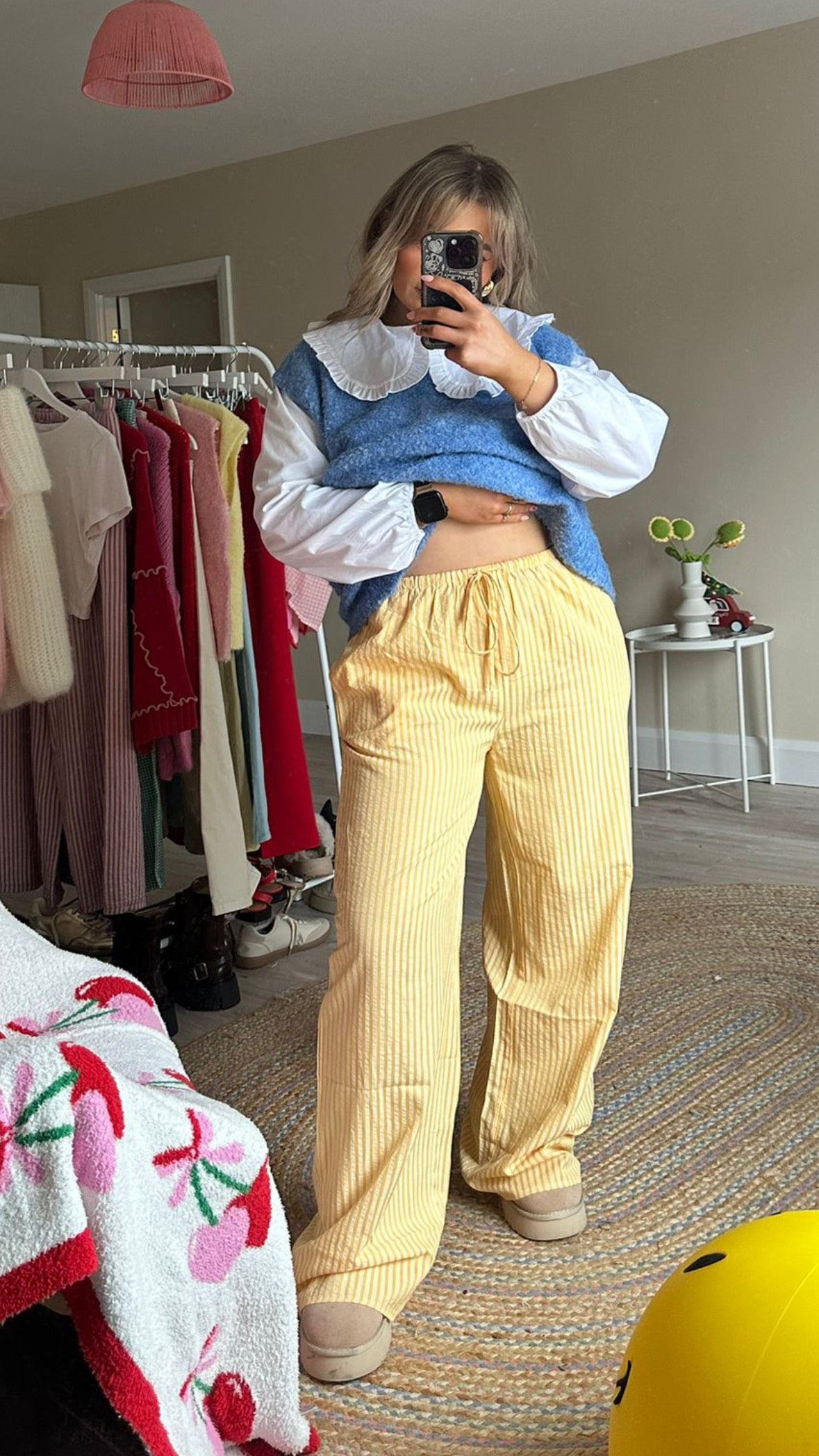 Yellow Stripe Elasticated Trousers