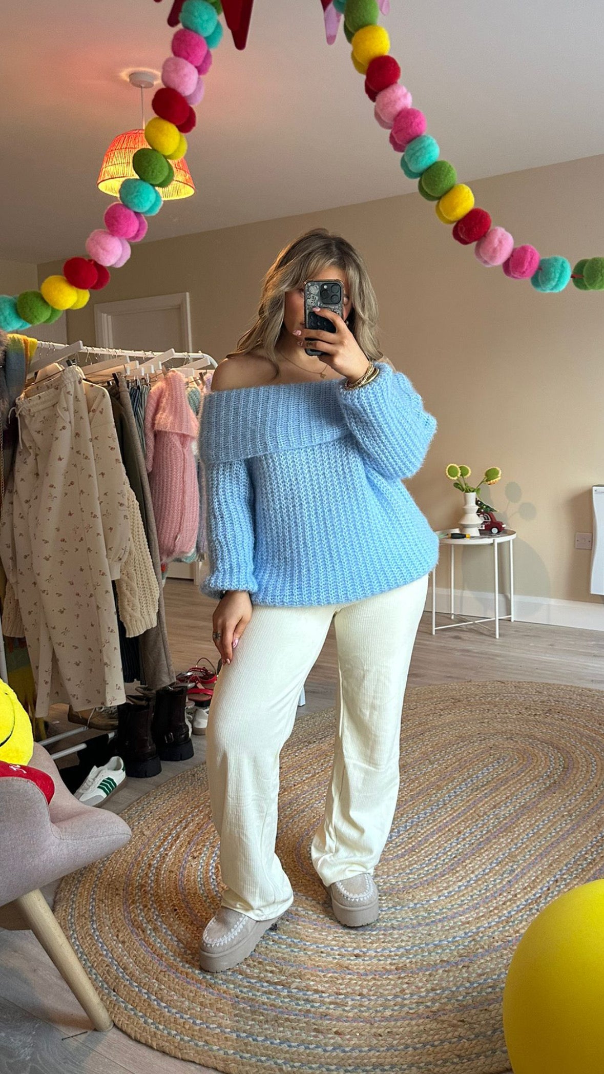 Super Soft Bardot Jumper - Baby Blue