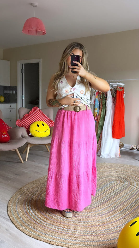 Pink Maxi Skirt (With Removable Belt)