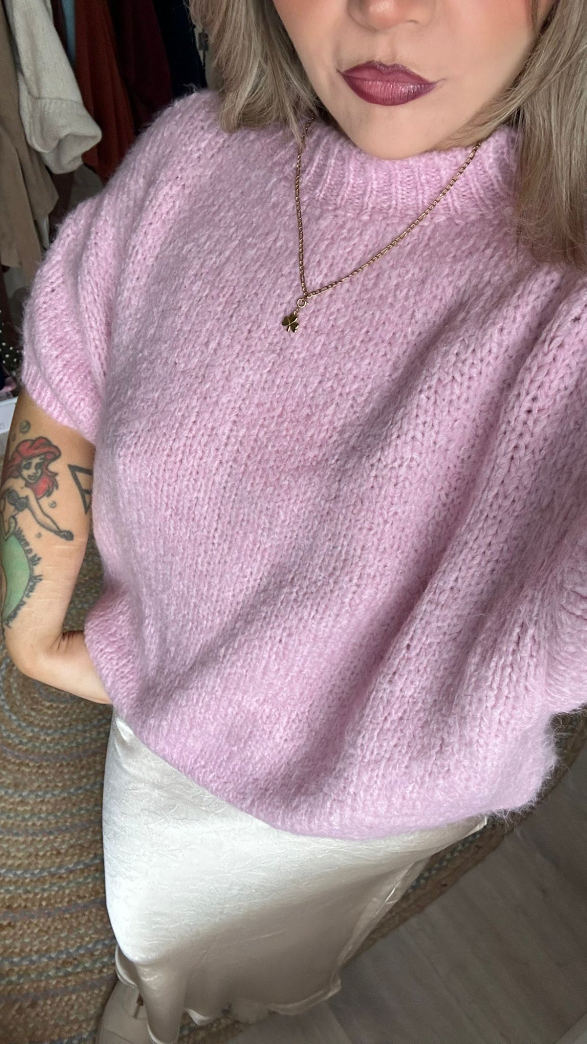 Chunky Short Sleeve Knit - Pink