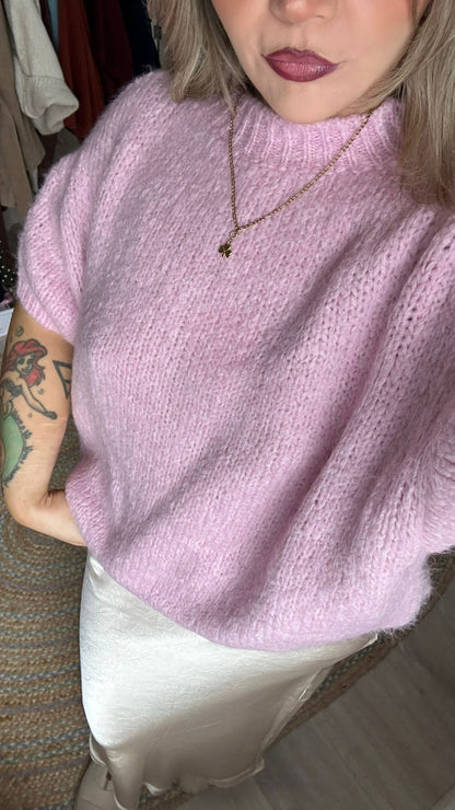 Chunky Short Sleeve Knit - Pink