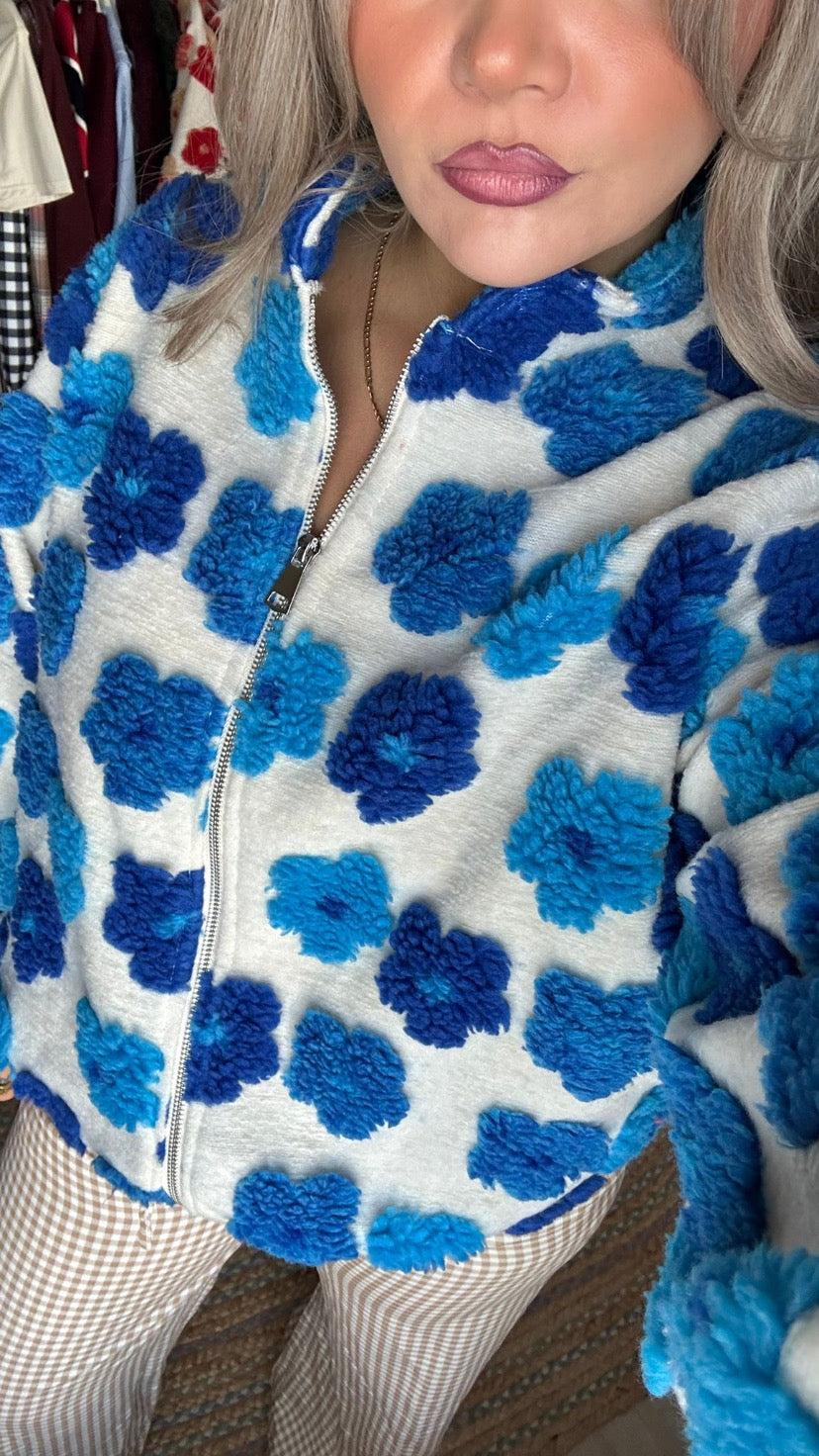 Flower Fleece Jacket - Blue