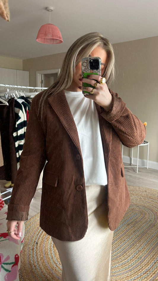 Cord Effect Tie Waist Blazer - Coco