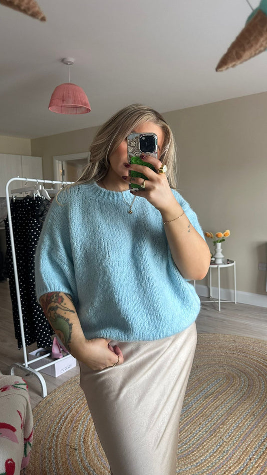 Chunky Short Sleeve Knit - Blue