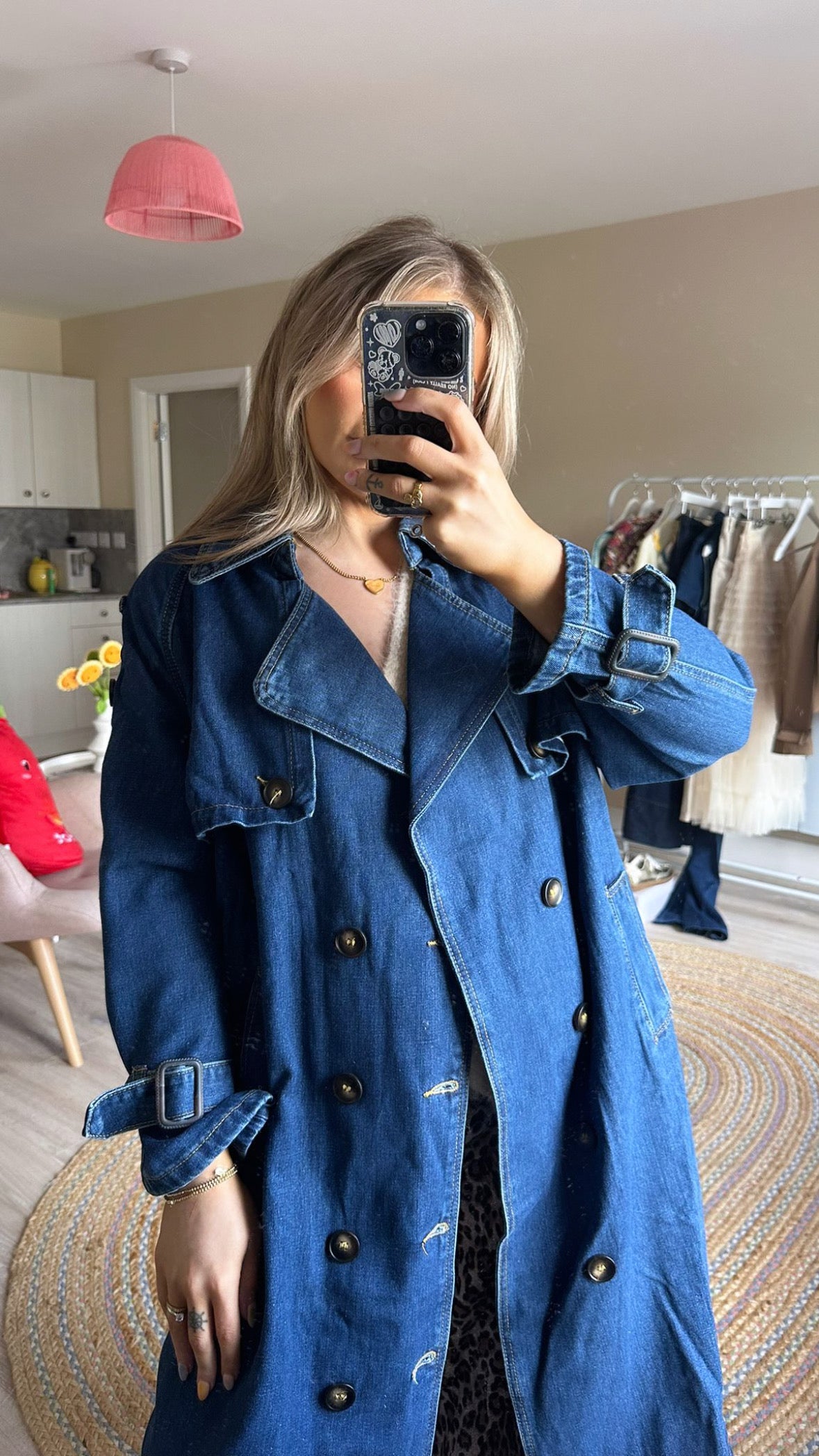 Denim Full Length Trench Coat