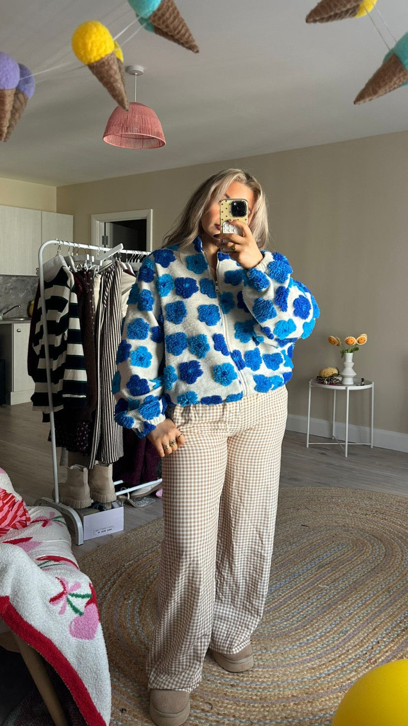 Flower Fleece Jacket - Blue
