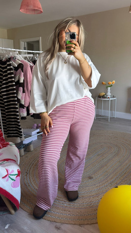 Pull On Trousers - Pink/Burgundy