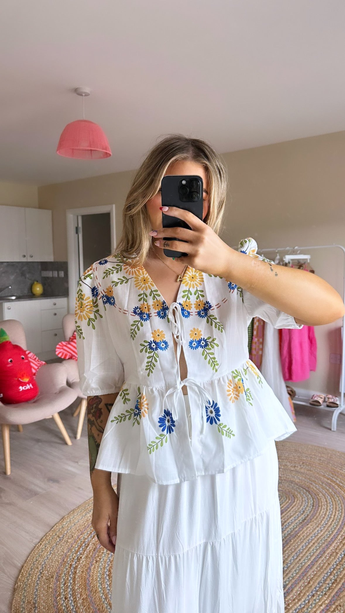 Floral Print Tie Front Blouse