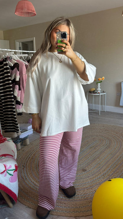 Pull On Trousers - Pink/Burgundy