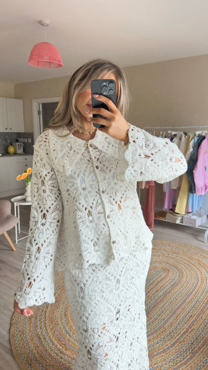 White Crochet Co-Ord