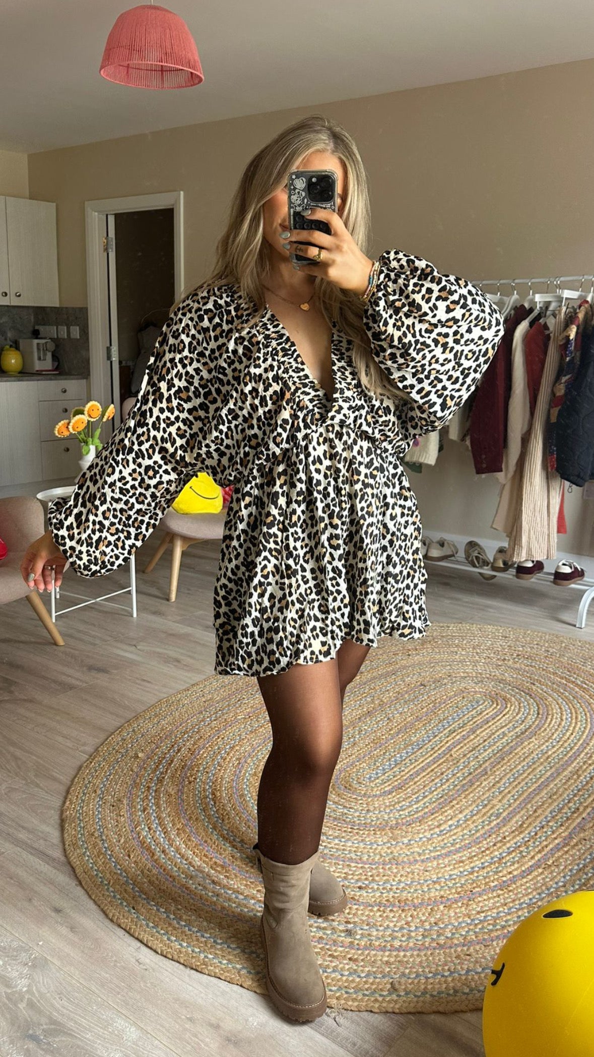 Elastic Mini Dress In Leopard