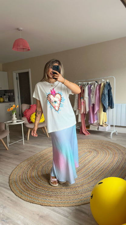 Tie Dye Slip Skirt In Blue