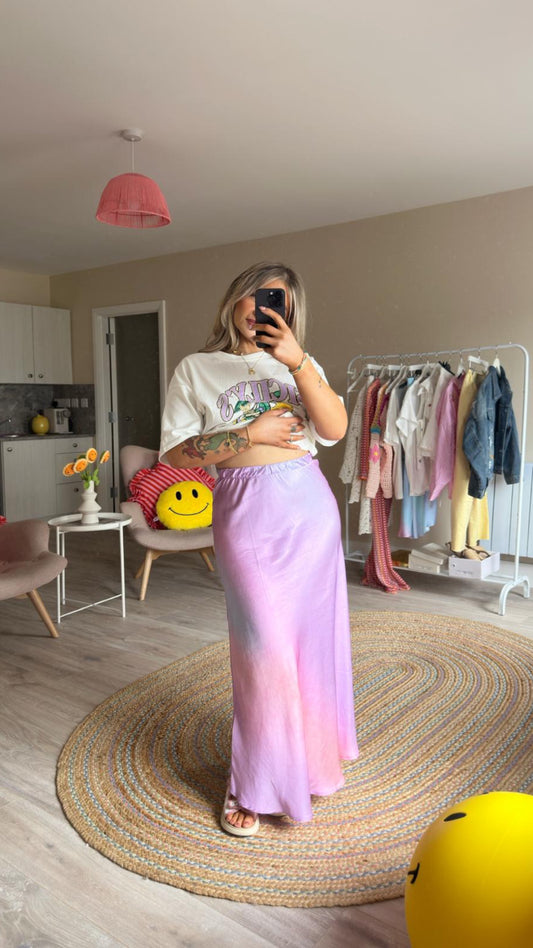 Tie Dye Slip Skirt In Purple