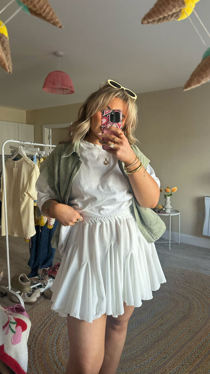 Flared Mini Skirt - White