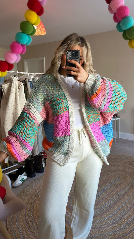 Multi Pastel Crochet Cardigan