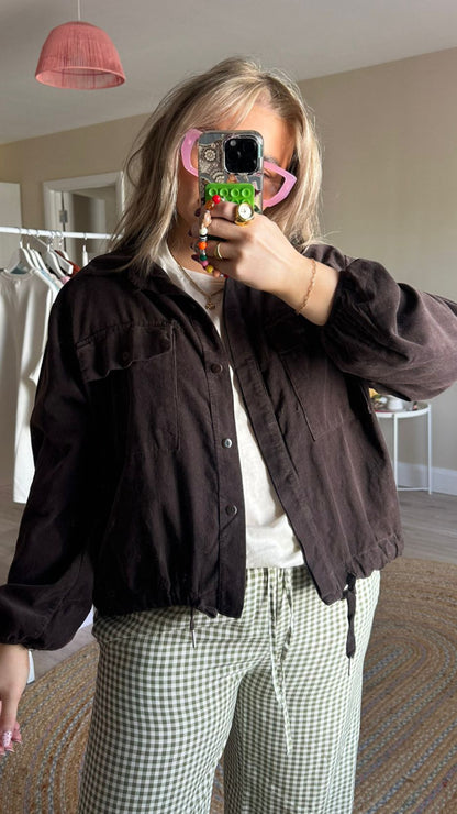 Gingham Pull On Trousers - Green