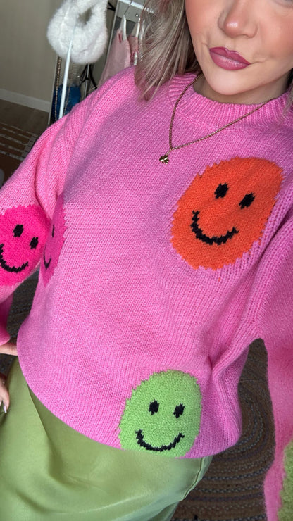 Pink Smiley Face Jumper