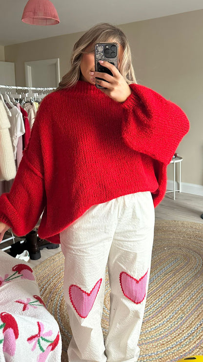 Chunky Oversize Jumper - Red