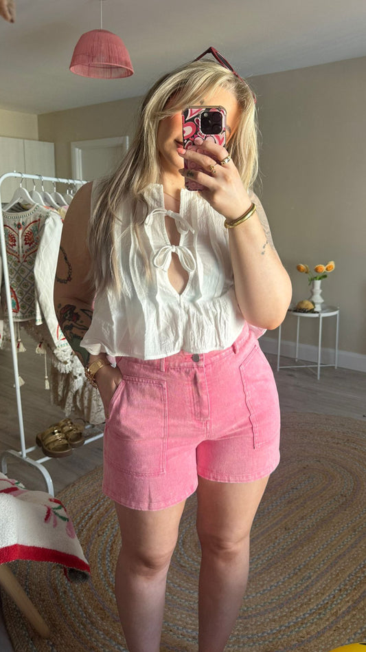 Pink Square Pocket Shorts