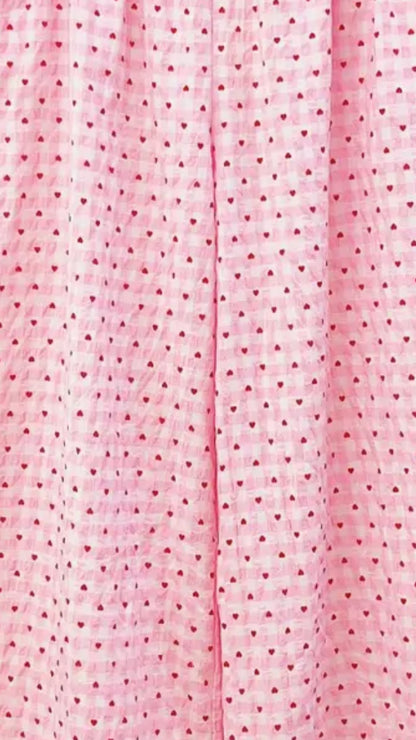 Heart Print Pink Pull On Trousers