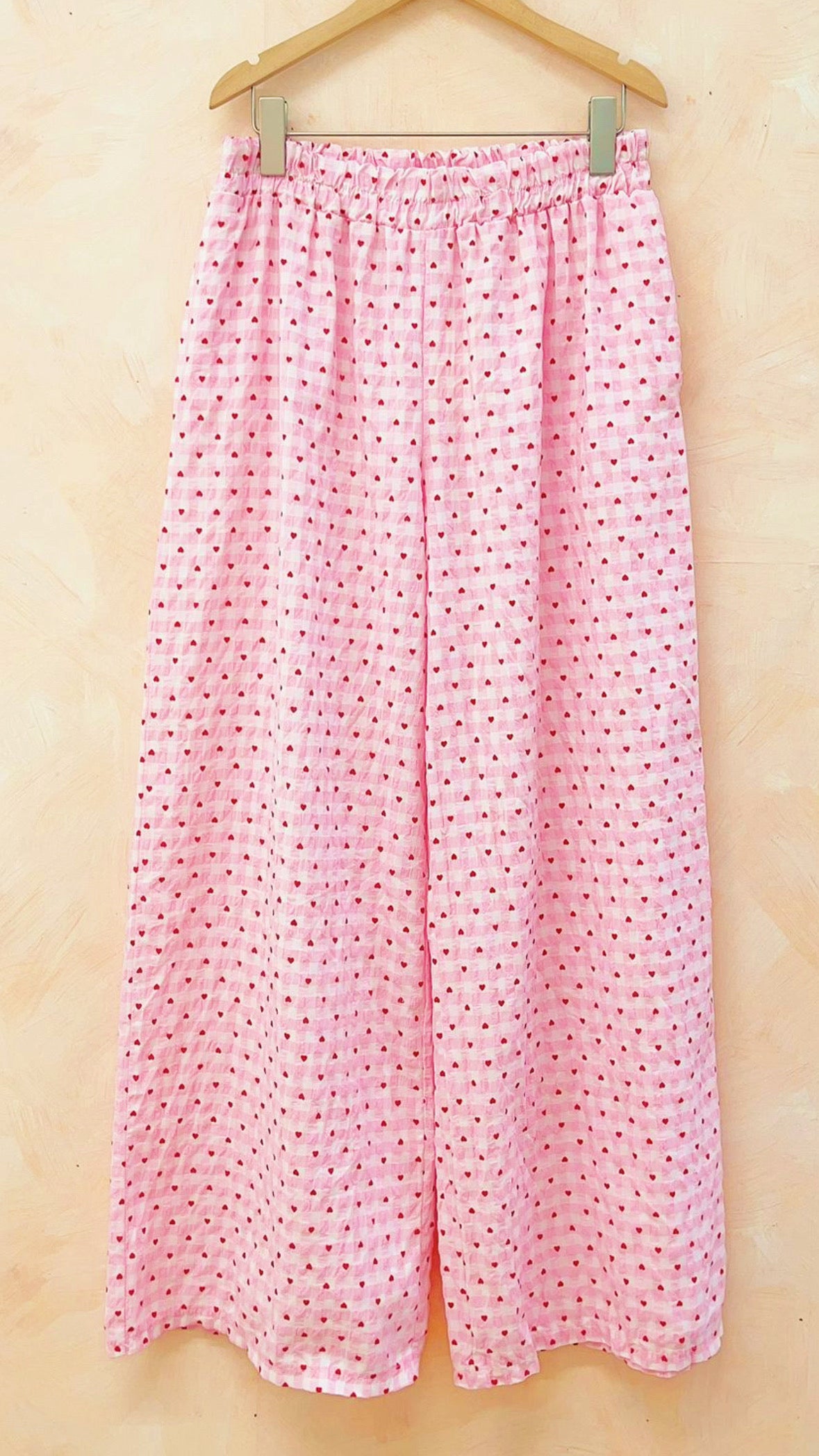 Heart Print Pink Pull On Trousers