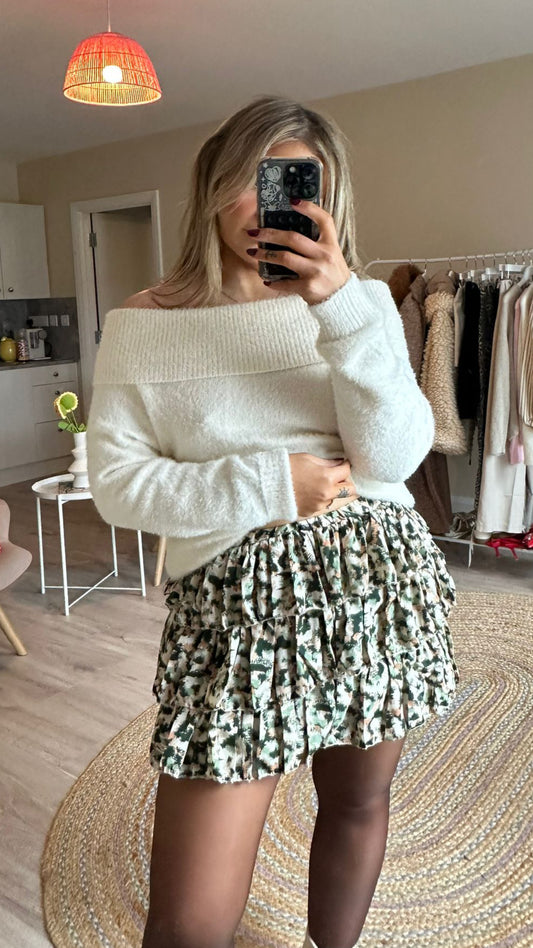 Ruffle Mini Skirt - Khaki