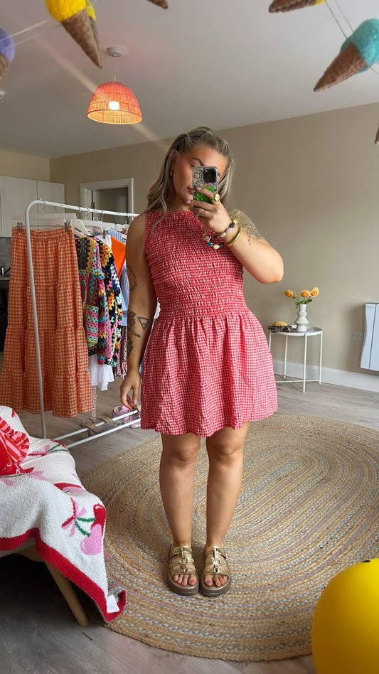 Red Ruched Top Mini Dress