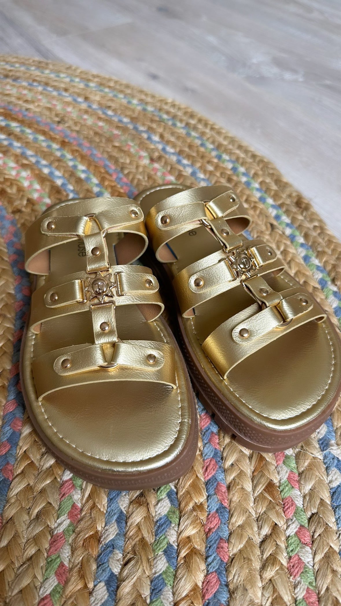 Metallic Gold Slip on Sandals