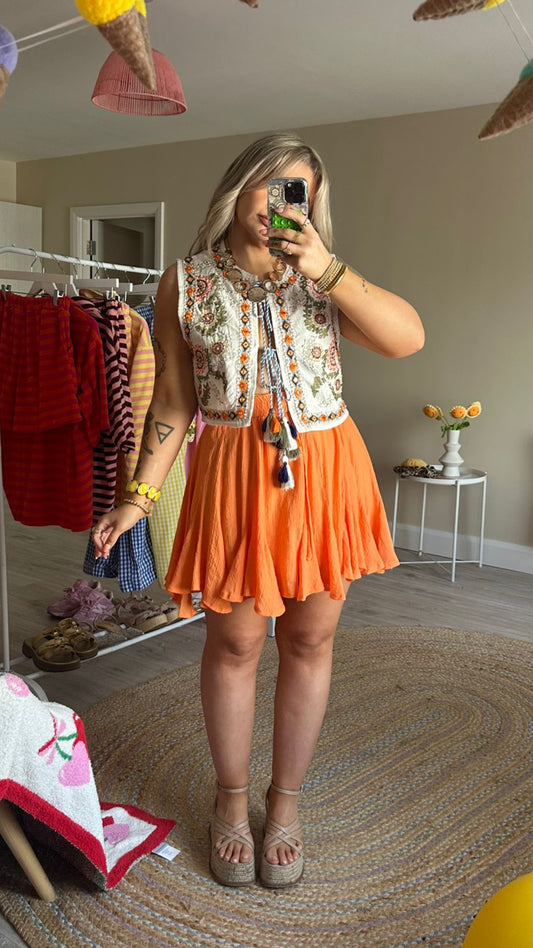 Floaty Mini Skirt - Orange