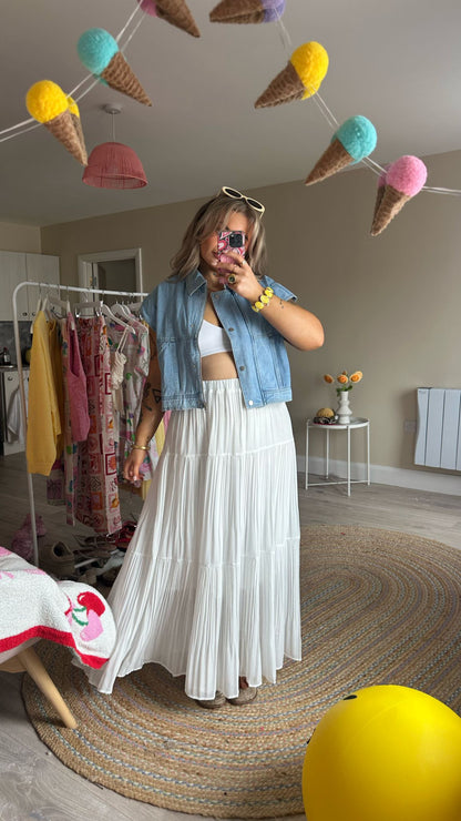 Tiered Maxi Skirt - White