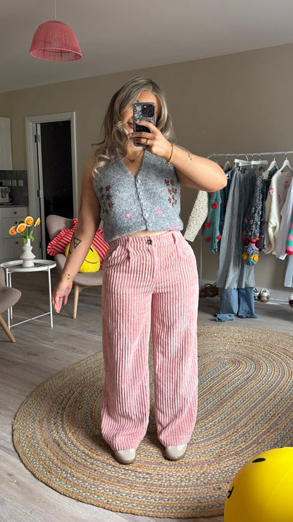 Pink Velvet Cord Trousers