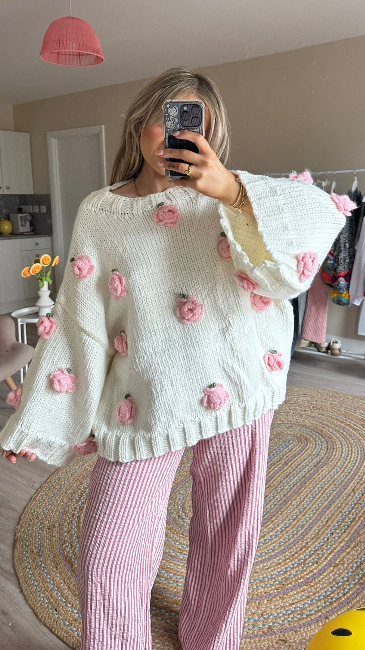 Cream Rose Chunky Knit Jumper