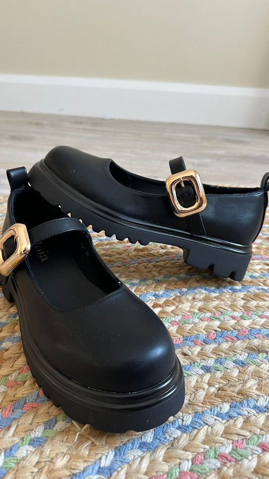 Chunky Mary Janes with Gold Buckle