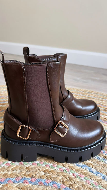 Chunky Chocolate Brown Ankle Boots