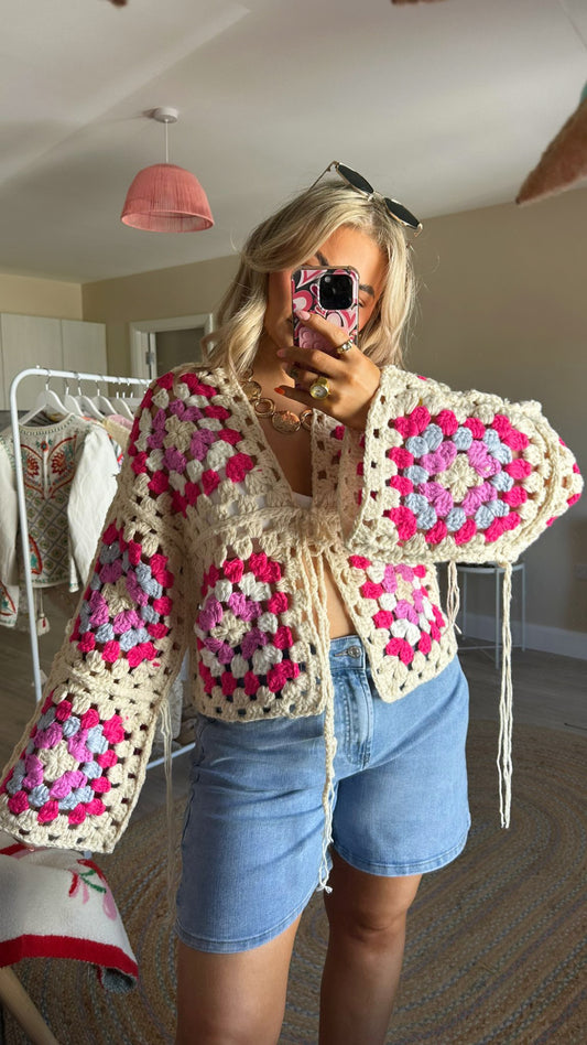 Handmade Crochet Cardigan - Pink