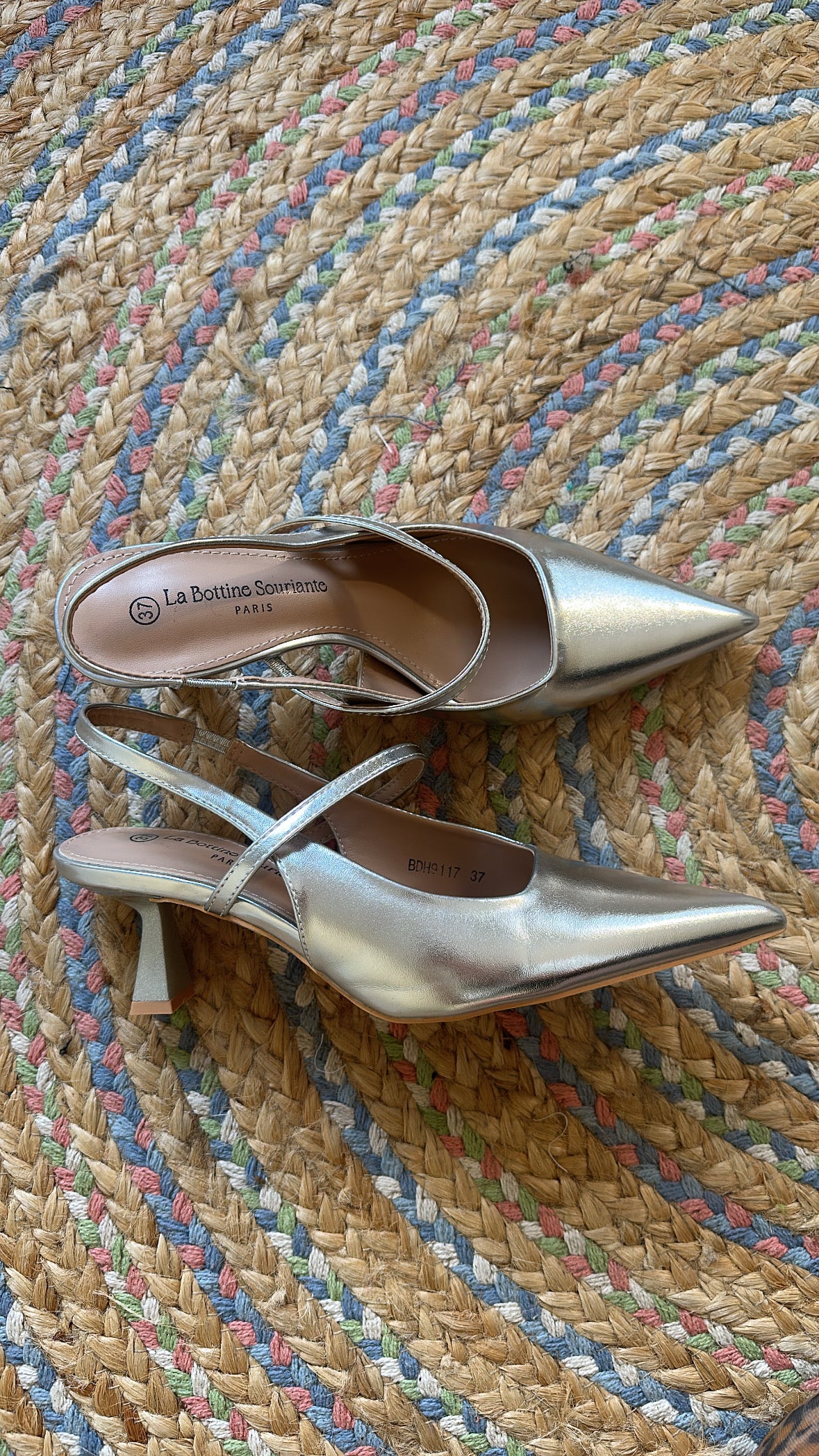 Silver Strappy Pointed Heels