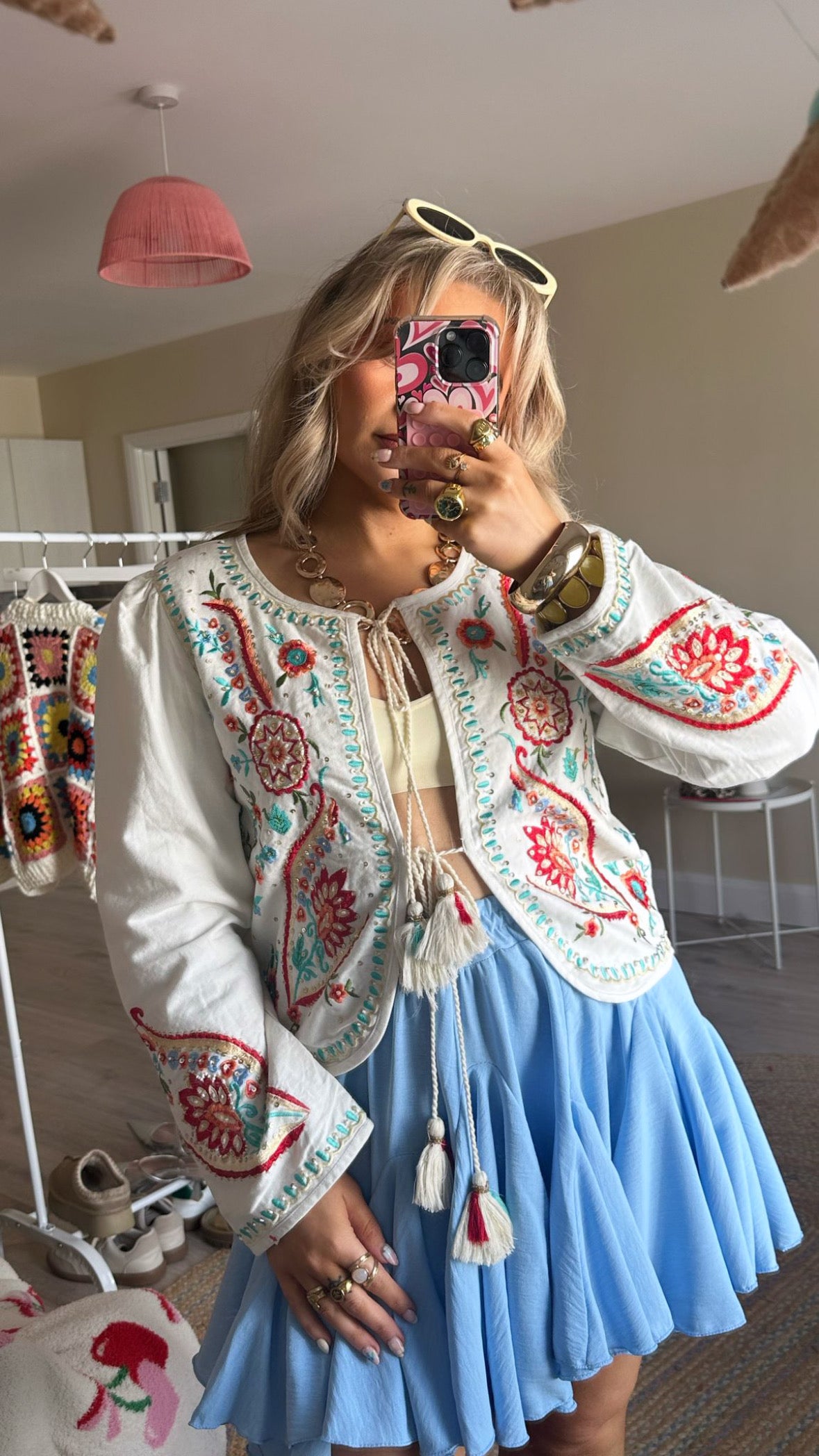White Embellished Tassle Jacket