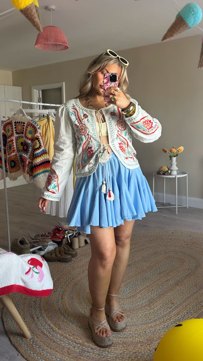 White Embellished Tassle Jacket
