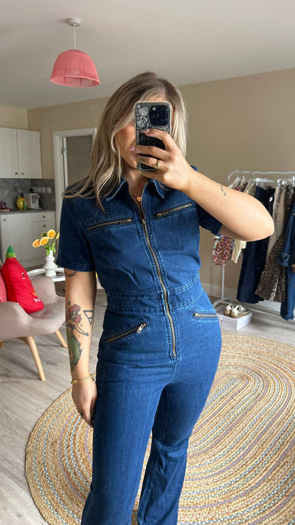 Denim Short Sleeve Fitted Boiler Suit