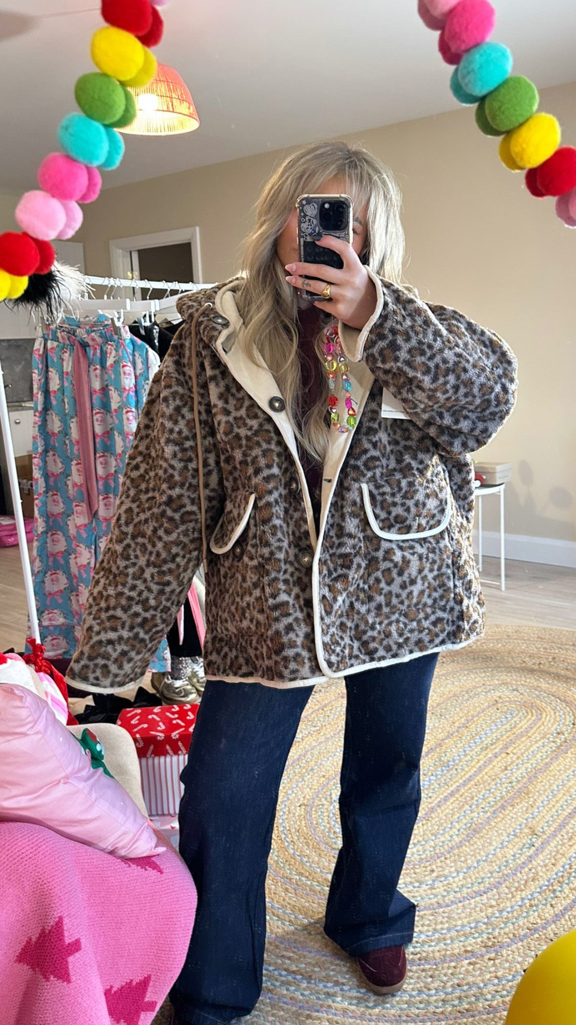 Reversible Short Leopard/ Cream Coat