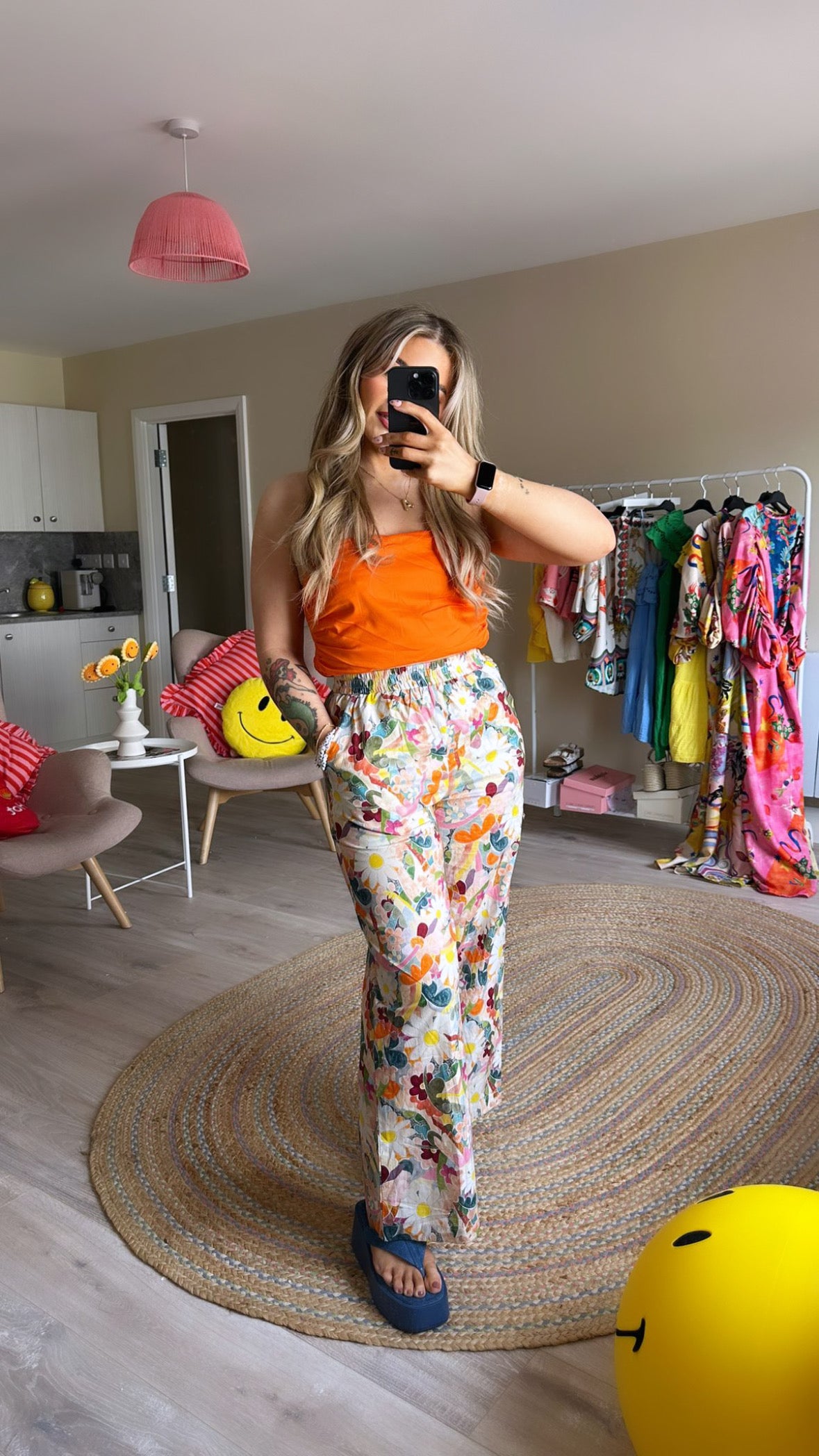 Floral Print Elasticated Waist Trousers