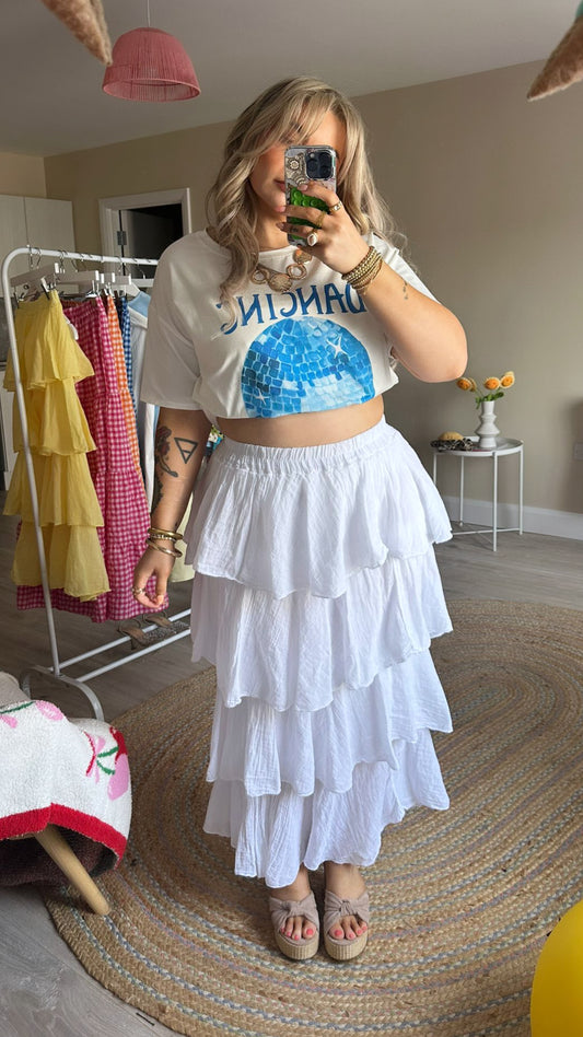 Tiered Maxi Skirt - White