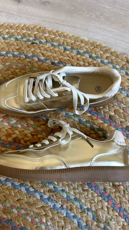 Gold Metallic Trainers