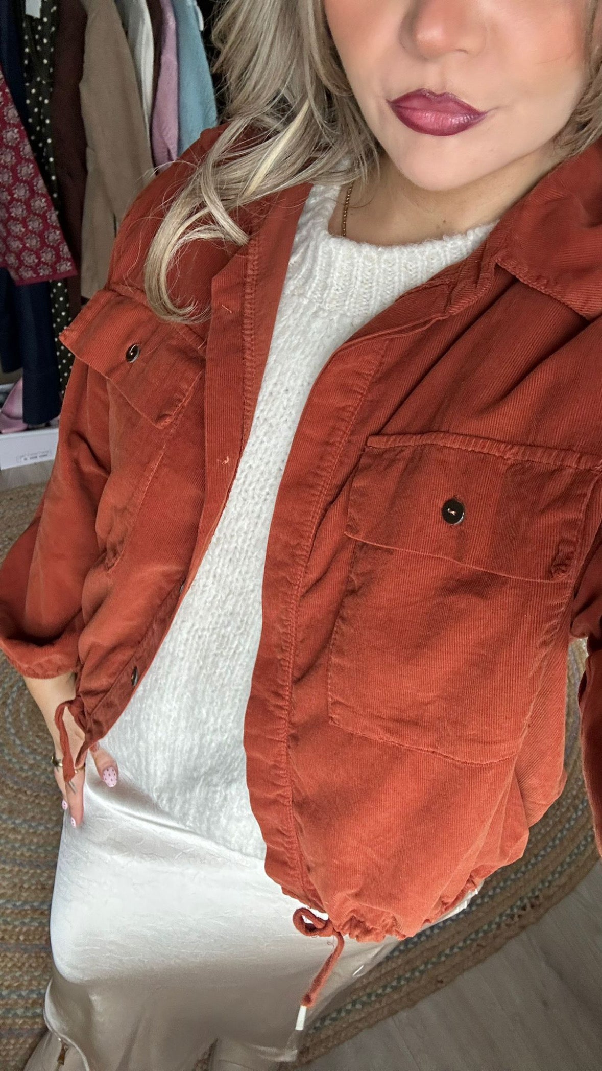 Lightweight Cord Jacket - Rust