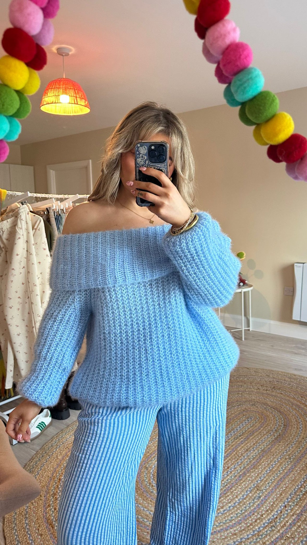 Super Soft Bardot Jumper - Baby Blue