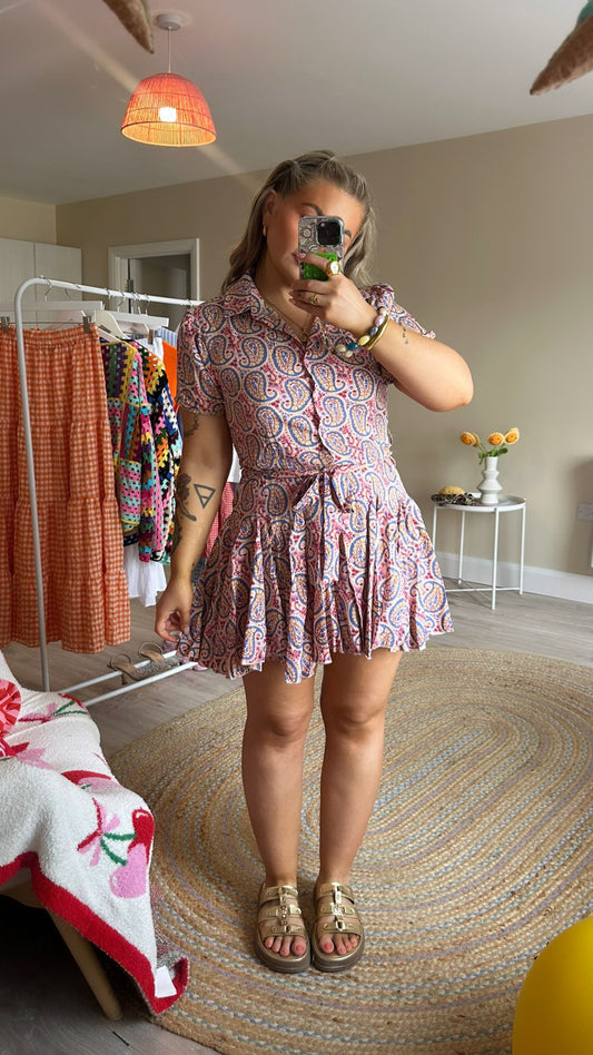 Paisley Print Shirt Dress
