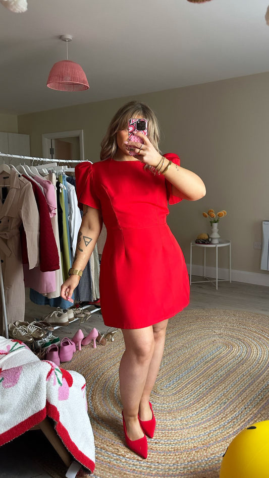 Bow Back Mini Dress - Red