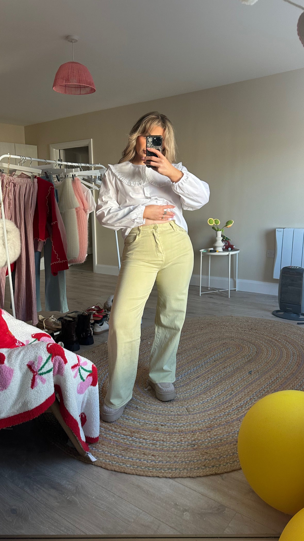 High Waist Straight Leg Jean In Yellow