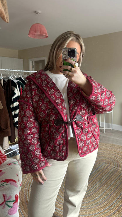 Paisley Hooded Jacket - Red