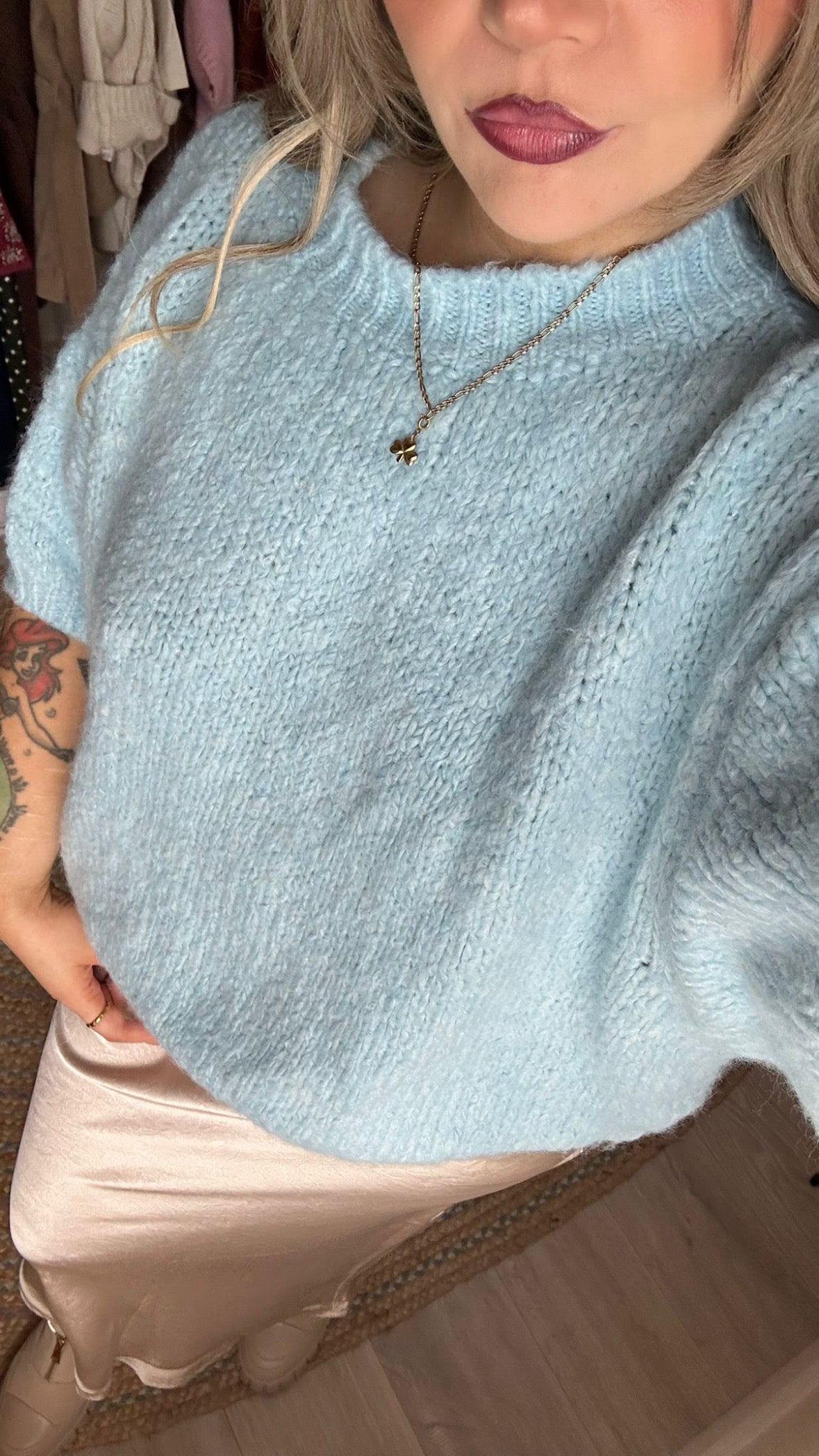 Chunky Short Sleeve Knit - Blue